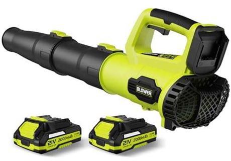 LEAPUL Leaf Blower 21V Electric Cordless Leaf Blower, 2 X 2.0Ah Batteries and Charger Included, Lightweight Leaf Blower Patio Cleaning Lawn Care Plus