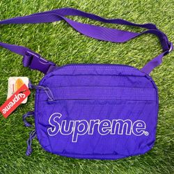 SUPREME REFLECTIVE CROSSOVER MESSENGER SHOULDER BAG PURPLE WHITE DIAMOND CHECK SATCHEL NEW A5