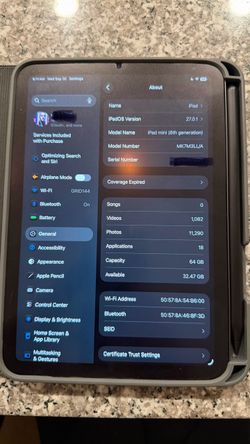 iPad mini 6th generation (2021), 64 GB, Wi-Fi model, model MK7M3LL/A