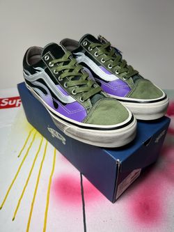 Vans LX old skool 36 flames green purple size 10.5