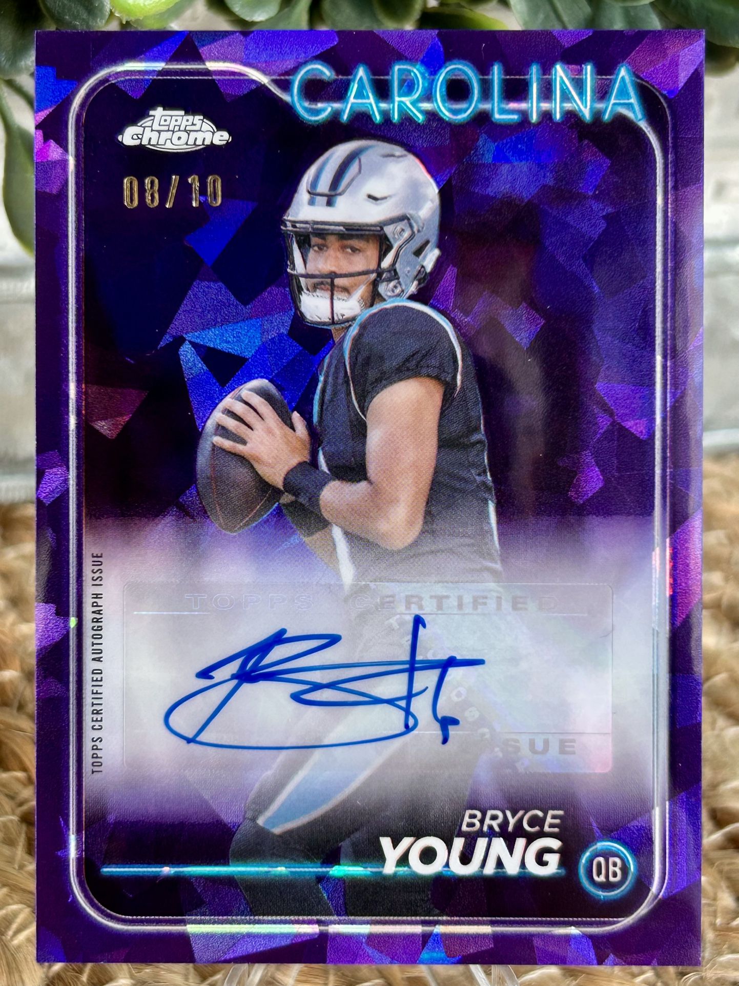 Bryce Young 2024 Topps Chrome Purple Sapphire Refractor Auto 08/10 - Carolina Panthers