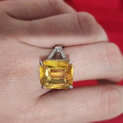 Yellow Gemstone Cocktai Ring  For Mother's Day