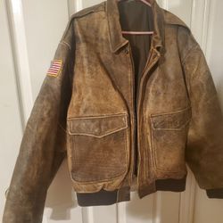 Cool 😎 Men's Pilot Bomber Jacket Size XL Great Condition Has Red White And Blue Flag Patch On Sleeve 
