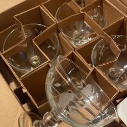 Antique Princess House Crystal Dessert Bowls/Champagne Glasses set of 4 