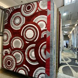 8x10 Area Rugs Carpet Rugs Modern Design Thick Colors Red Gray White
