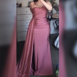 Rose/Mauve One Shoulder Gown Size 14 (Read Description)