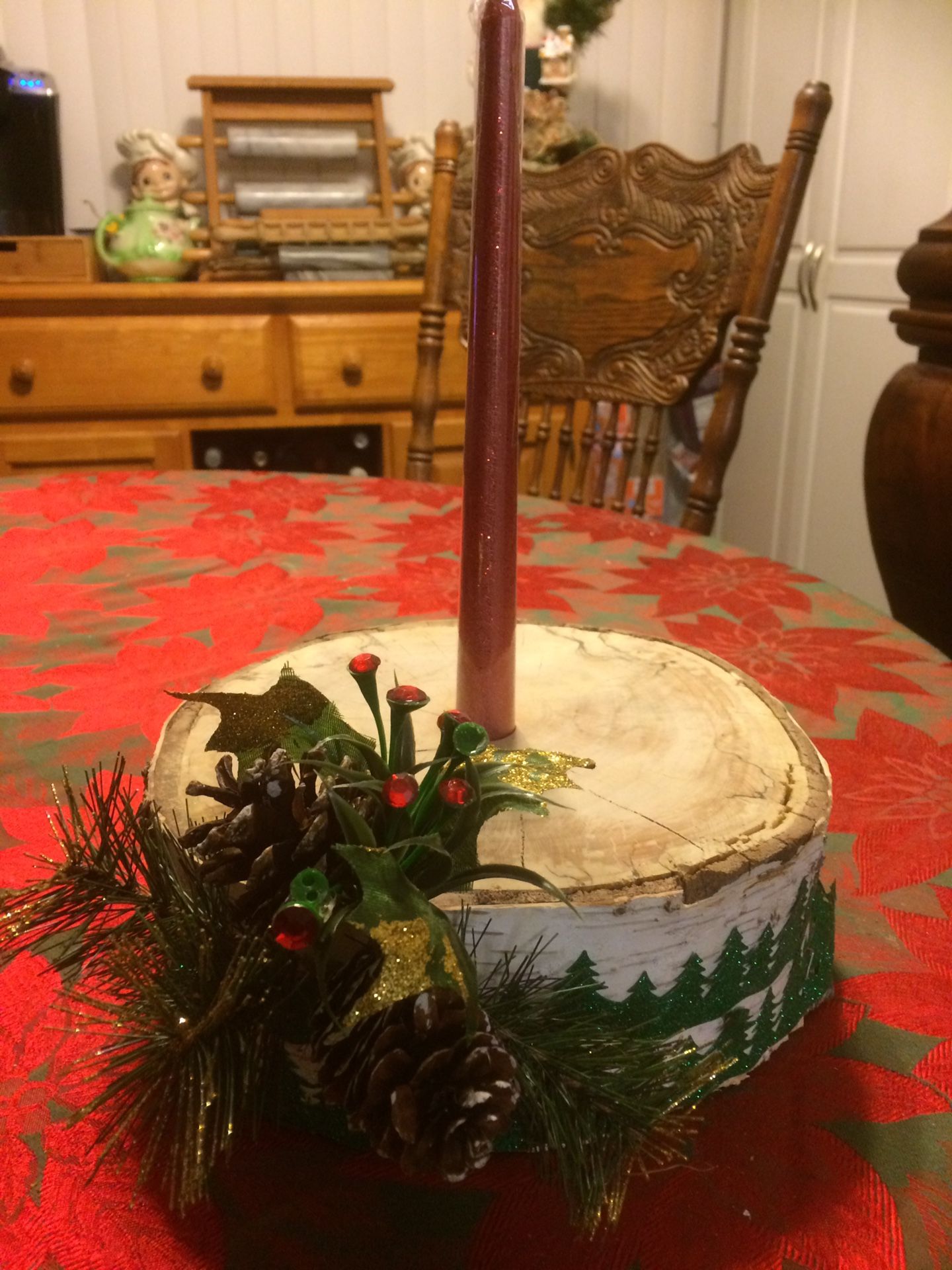 Real Birch Wood Candle Holder
