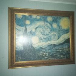 Huge 3'×2' Van Gogh Starry Starry Night Painting