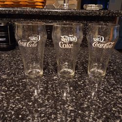 3 Vintage Coke Glasses