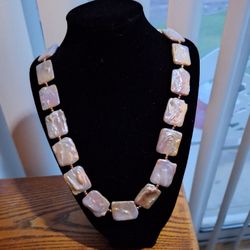 Lavender Cultured Freshwater Pearl& Hematine 18kt Rose Gold Over Silver Necklace 