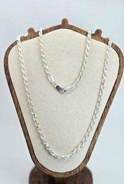 Sterling Silver Diamond Cut Rope Chain