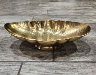 Vintage hammered solid brass pedestal compote centerpiece bowl