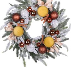 FLOROAD Large Christmas Dining Table Centerpiece Wreath Decoration, 3 Arms Christmas Candlestick Wreath Arrangement for Home Indoor Dining Room Kithch