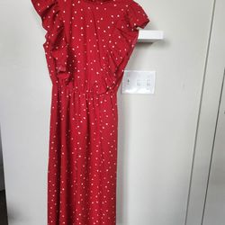 Red Misi Dress With White Hearts