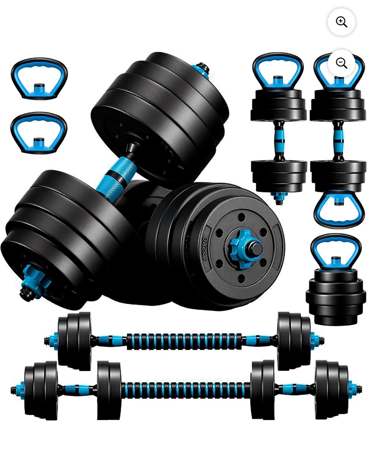 Adjustable Dumbbells,  45LBS 4-in-1 Portable Changeable Dumbbell, Kettlebells, Push up Stand and Barbell Set with Adjustable Weights Dumbbells