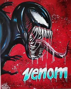 "Venom" handpainted acrylic painting 16x20in