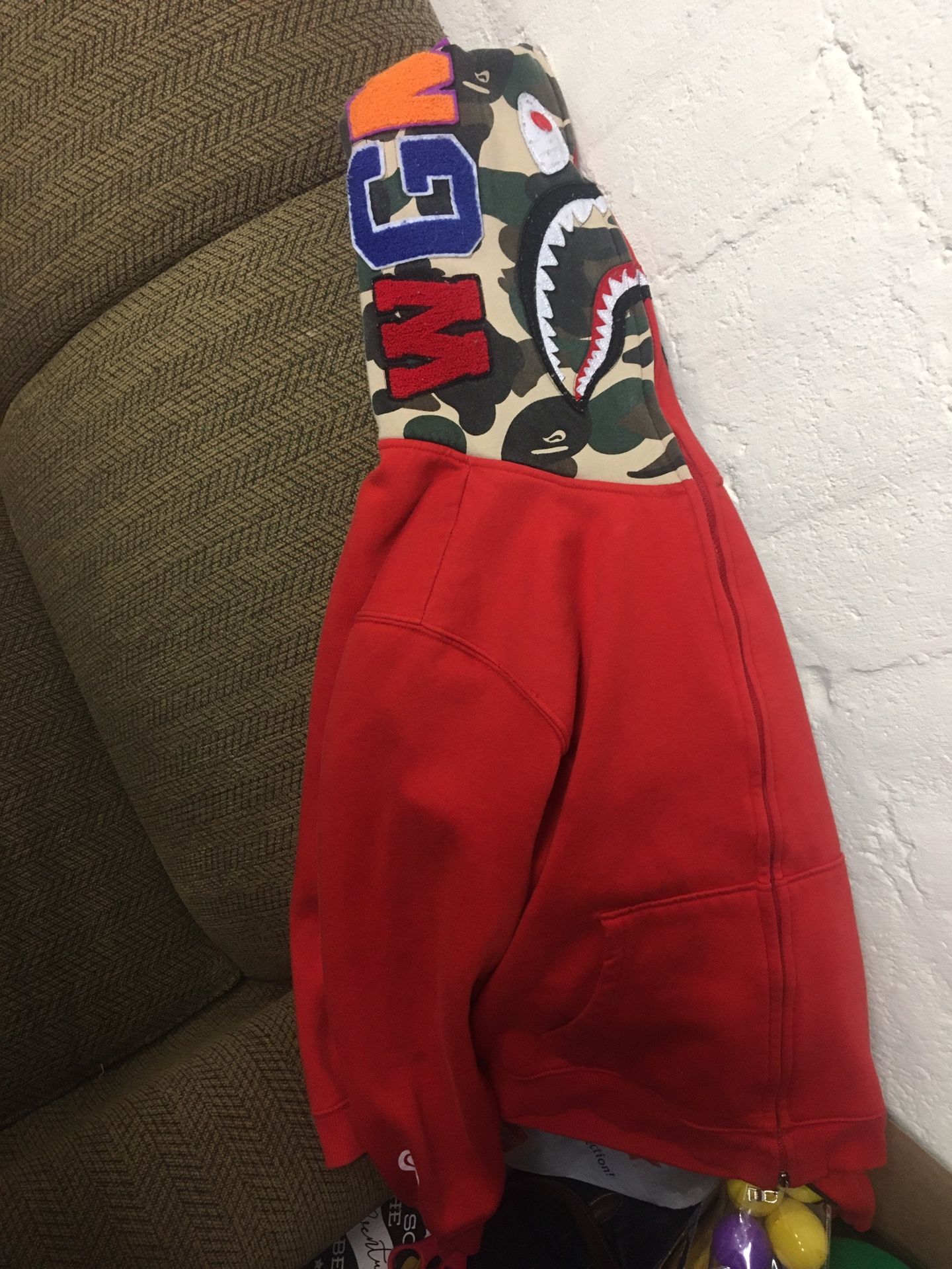 Bape Red Half Camo Hoodie 