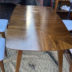 mid-century modern MCM dining table set with 4 chairs soft upholstered faux leather L59”*W36”*H30”(address in description)  👇delivery 🚚 available wi