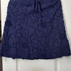 Max Studio Navy A-Line Textured Drawstring Skirt