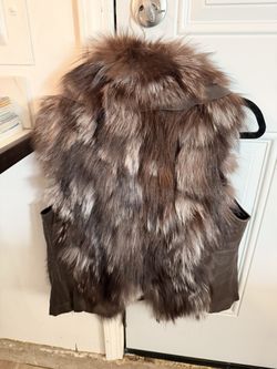 Like New Genuine Fur And Leather Vest