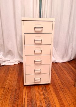 IKEA six drawer white Helmet on wheels