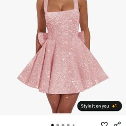 Junior Size 0 Pink Sequin Dress, Brand New With Tags 