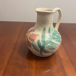 Stone Pitcher / Vase. Hand Painted