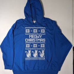 Meowy Christmas Sweatshirt Ugly Sweater Cat Lover Funny Xmas Hoodie Size 3XL