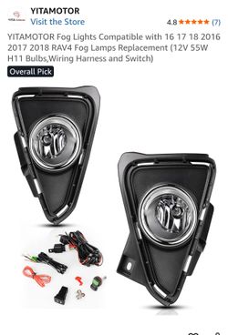 Fog Lights Compatible with 16 17 18 2016 2017 2018 RAV4 Fog Lamps Replacement (12V 55W H11 Bulbs,Wiring Harness and Switch)