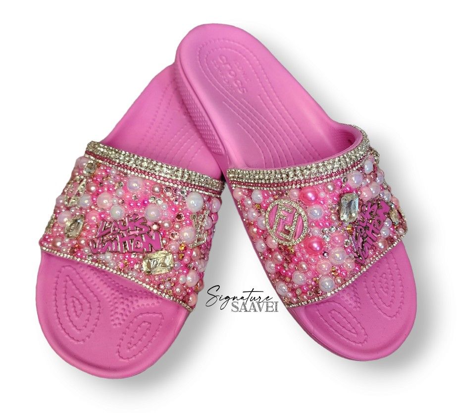 BRAND NEW Signature 'PinkPassion' Croc Slides (Women's Size 12)