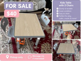 Table with 2 chairs for kids