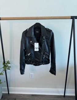 Zara Real Leather Women Jacket Sz S NEW