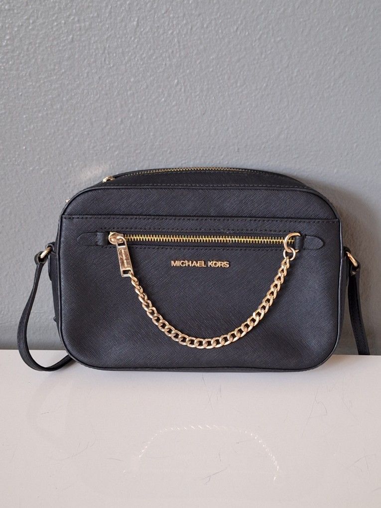Michael Kors Jet Set Saffiano Leather Black Crossbody Bag