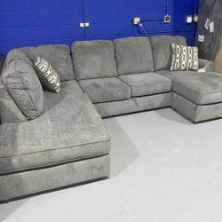 Spacious Gray Sectional Chaise + Corner Lounge!