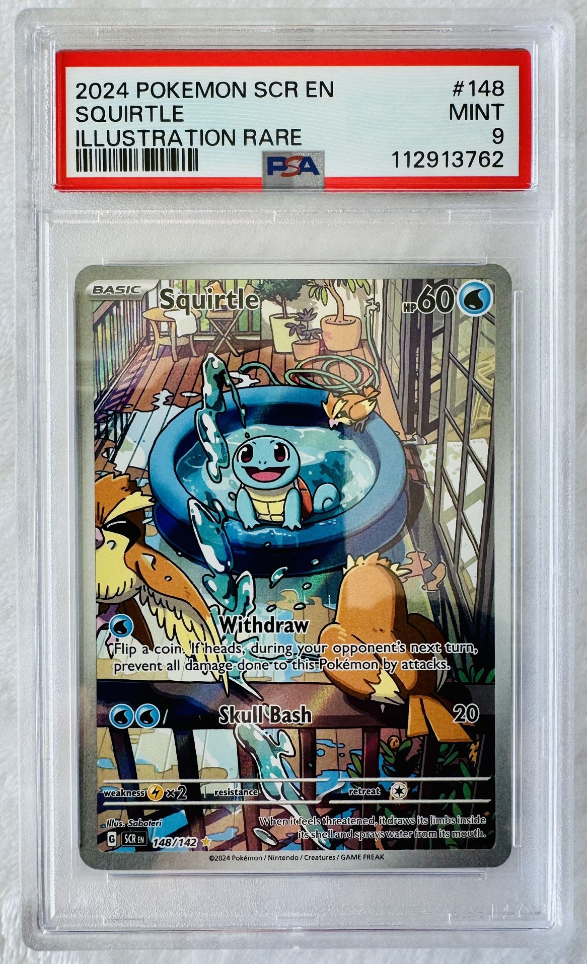 Squirtle Illustration Rare - 2024 Pokemon Stellar Crown - PSA 9 Mint