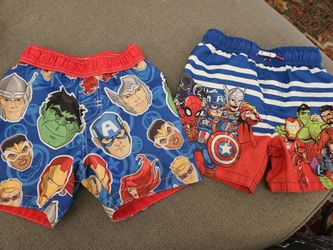 2 Pairs Of Kids Marvel Swim Trunks 3t