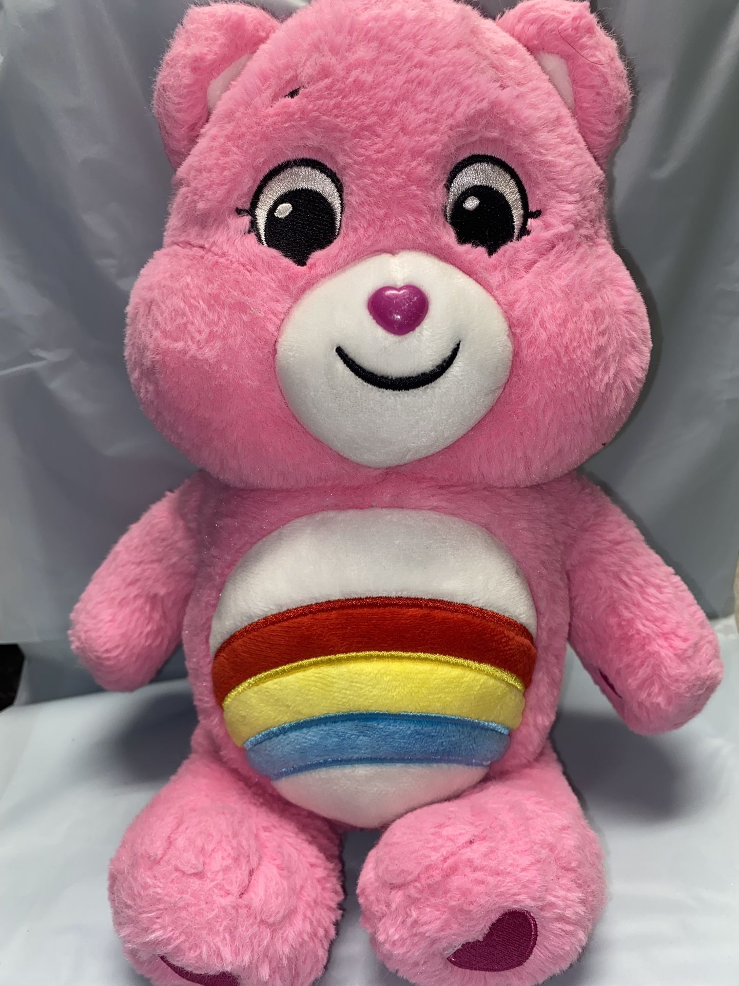 Care Bears Unlock The Magic Pink Rainbow Cheer Bear 12” Plush