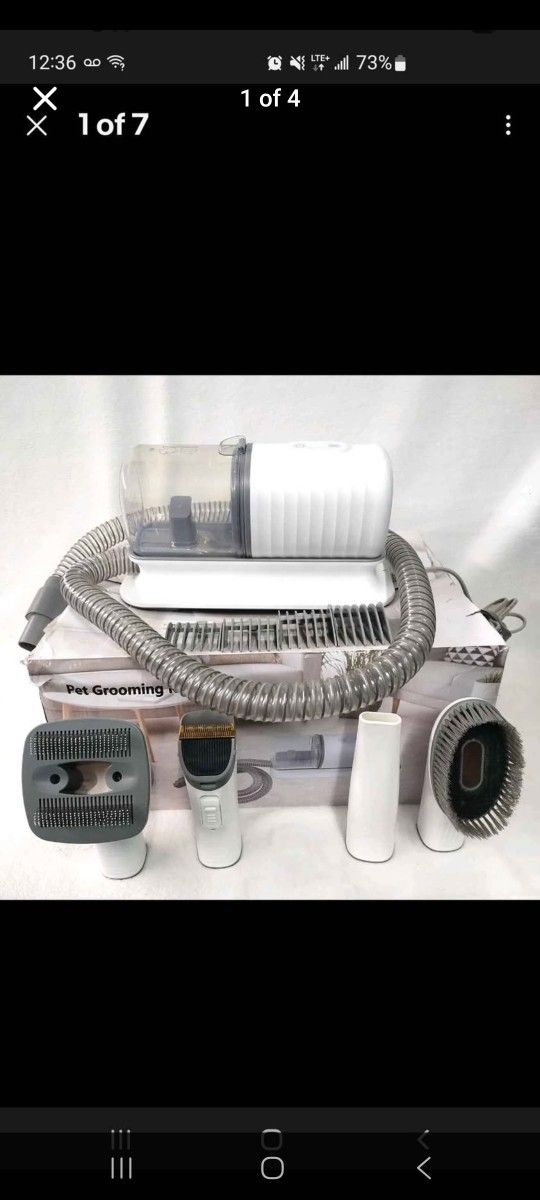 Dog Grooming Vacuum PV01 - 1.5L Dust Bin - Pet Hair Clipper Kit - White & Gray