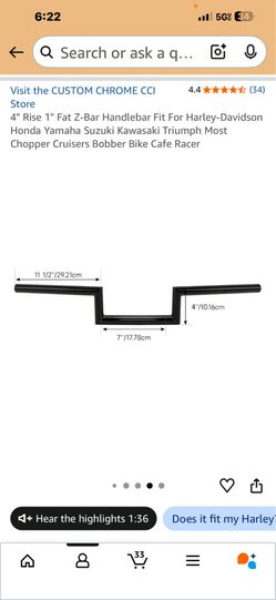 4” Rise Motorcycle Bars