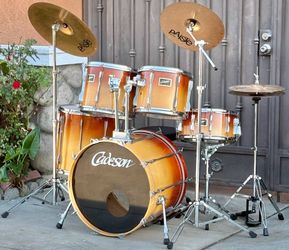 Cadeson Drum Set Tobacco Fade Lacquer Paiste Cymbals and Hardware