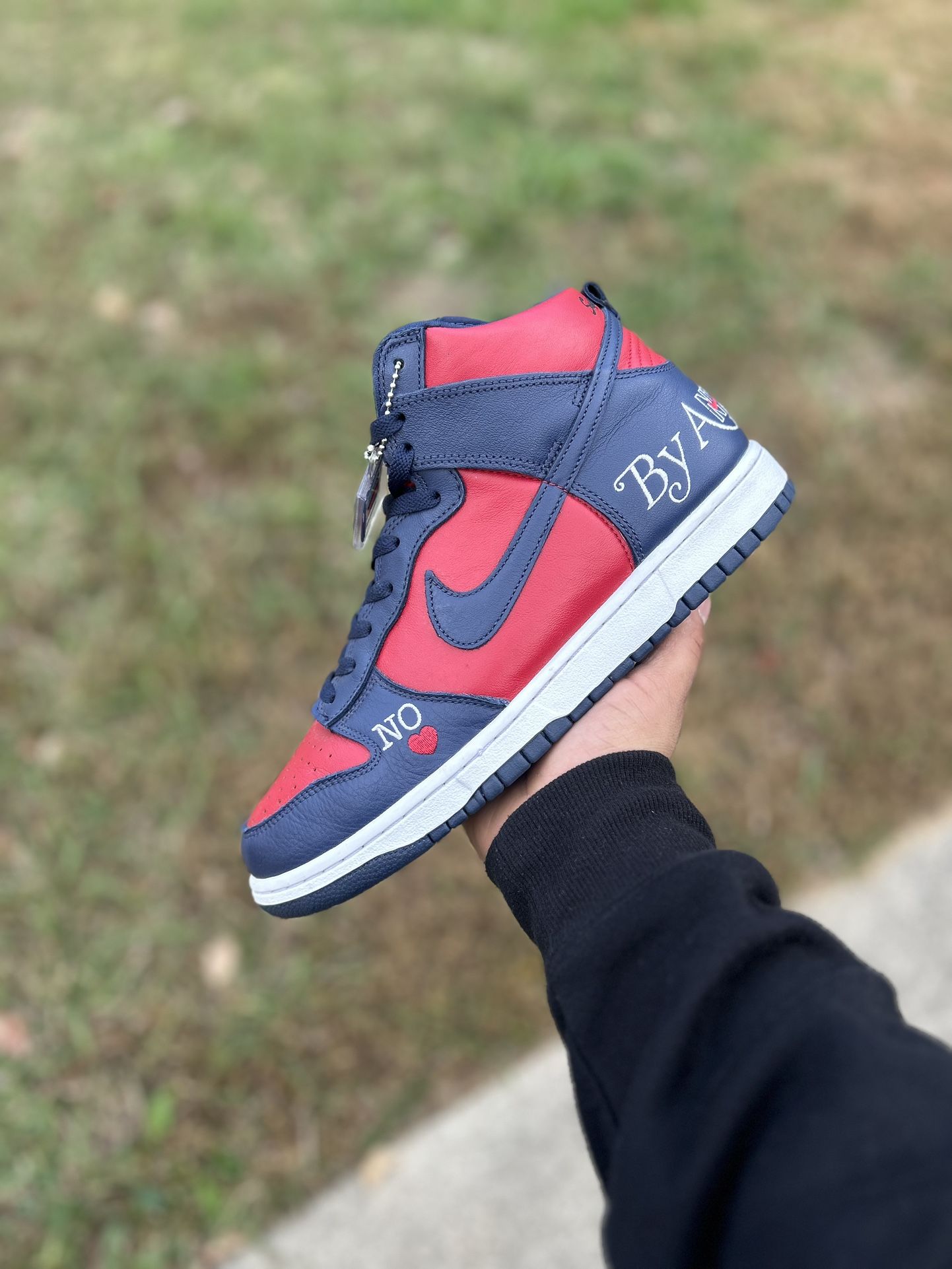 Supreme X Nike Dunk High SB By Any Means Red/Navy Sz 9.5