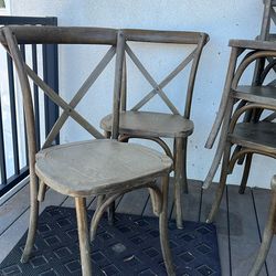 6  Cross back Wooden Chairs