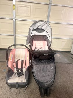 Car seat with base and stroller