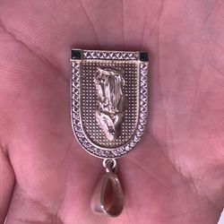 925 silver Virgin Mary pendant with cz stones
