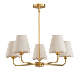 Modern Gold Chandelier 5-Light Farmhouse Chandelier for Dining Room Industrial Dining Kitchen Light