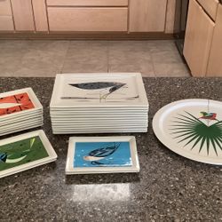 RARE Set Of 12 Charley Harper + Todd Oldham - Fishs Eddy Dinner Plates