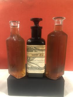 Vintage, Glass Medicine Bottle —lot Of 3