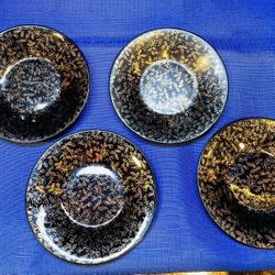 Vintage And Pretty Japanese Gold Floral Saucers 