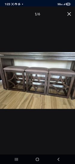 Tables with 3 heavy stools 5 pieces 2 long tables and 3 bar Stools included