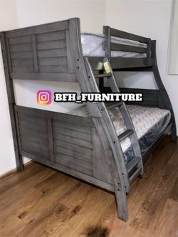 Twin/full size gray Bunkbed with orthopedic mattress